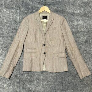 J Crew Blazer Jacket Womens Size 4 Beige 2 Button Schoolboy 37852 Lined Career